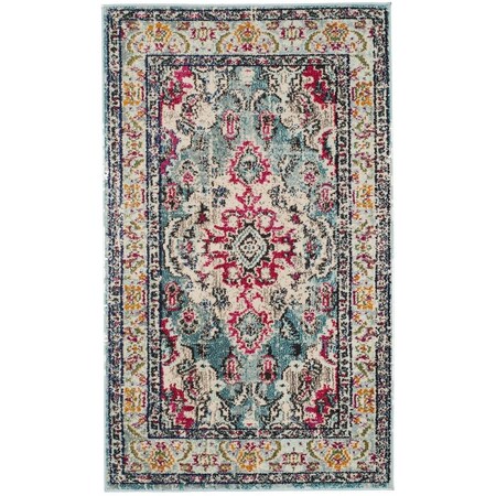 Safavieh Monaco Small Rectangle Area Rug, Light Blue and Fuchsia - 4 ft. x 5 ft.-7 in. MNC243J-4